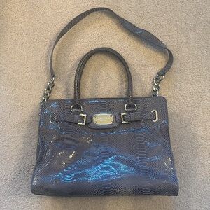 MICHAEL KORS | Python embossed hamilton handbag‎ in pewter - EUC
